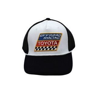 Toyota Off-Road Racing Rope Trucker Snapback Hat‎ Cap Black White Patch OSFA NEW